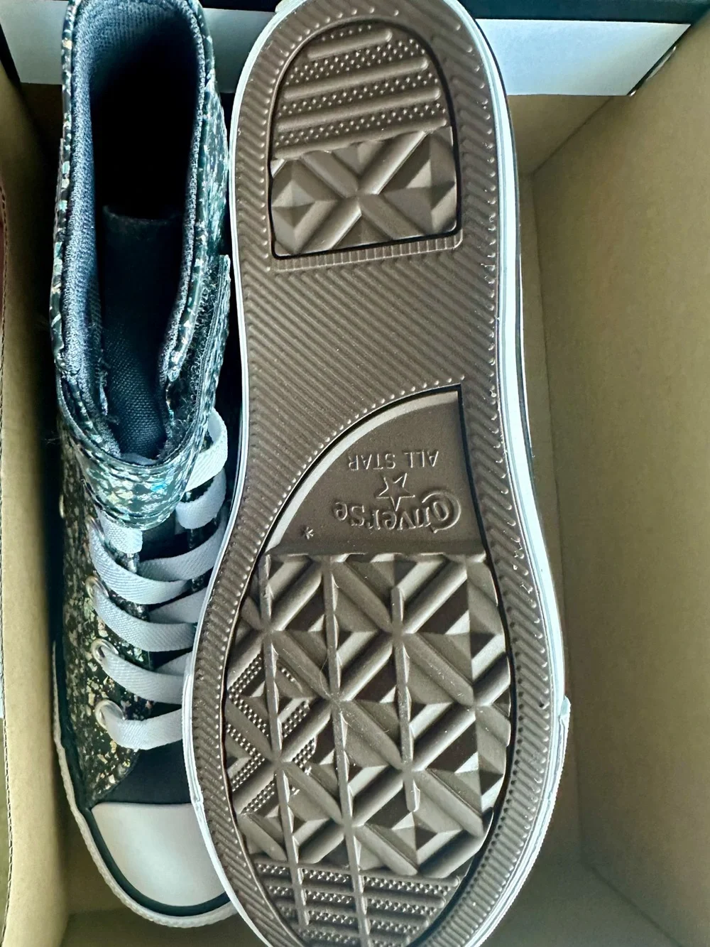 Converse Kids Chuck Taylor All Star High Tops Sz 3 - Black Glitter NEW IN BOX